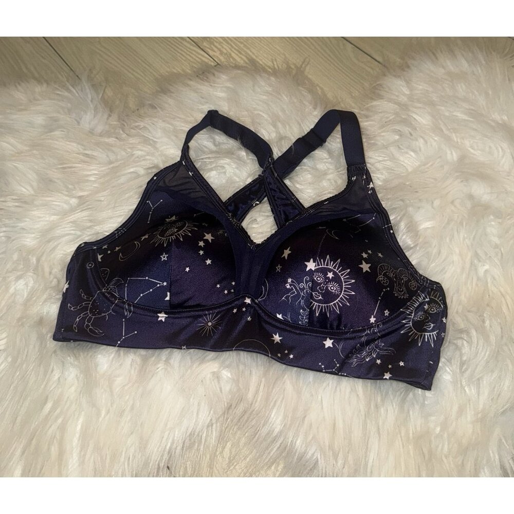 Adore Me Sports Bra Crossback Lined Wire Free Celestial Womens 34B Blue